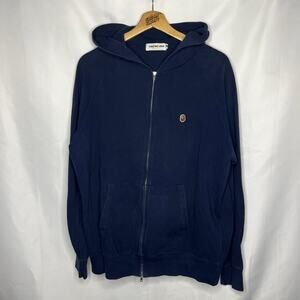 OG A Bathing APE BAPE Mini Ape Head Nigo Raglan Zip Up Hoodie in Navy Blue L